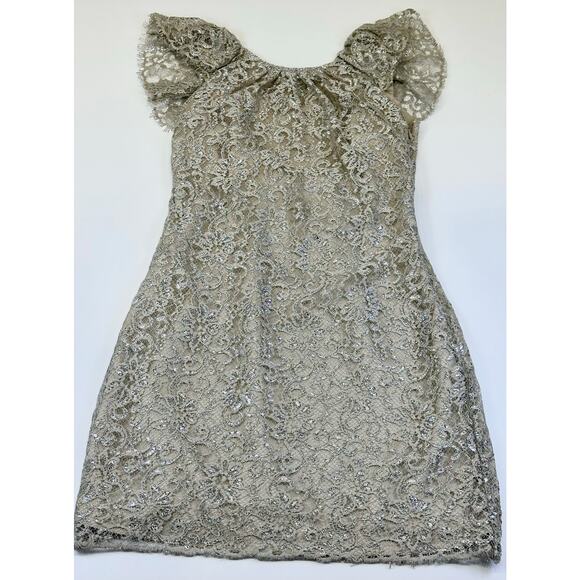 Free People Beige & Silver Lace Mini Dress Size Small - Picture 7 of 12